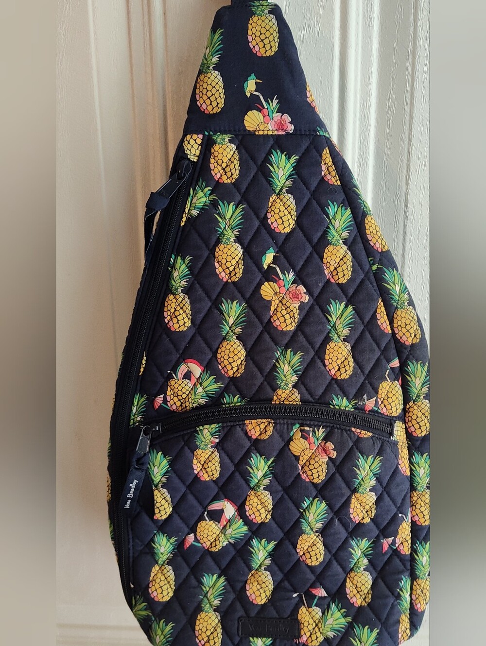 Vera Bradley Crossbody Sling Bag. NWOT.  Navy, With Pineapples. Very Cute